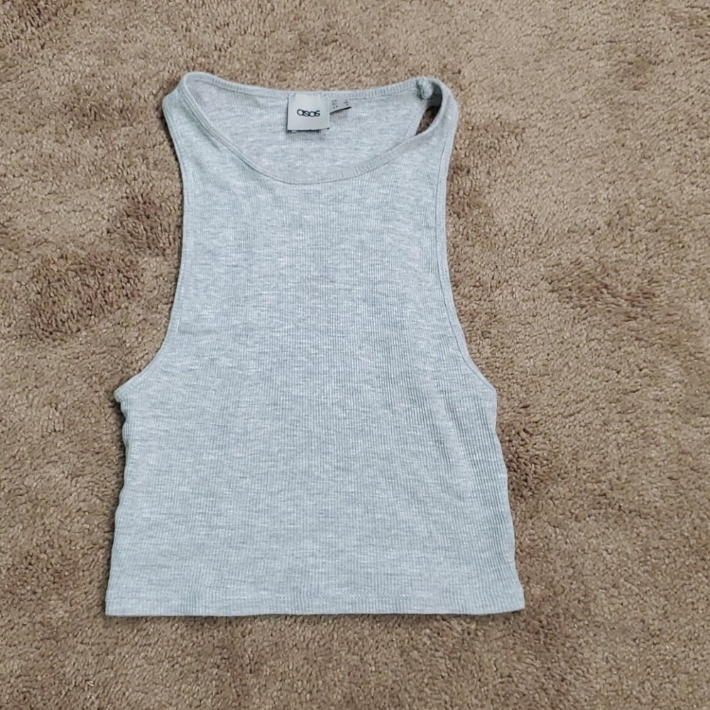 ASOS Gray ribbed crop top